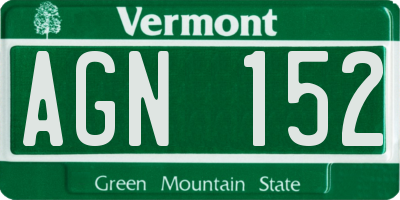 VT license plate AGN152