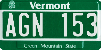 VT license plate AGN153