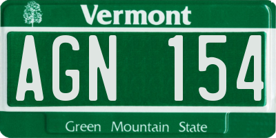 VT license plate AGN154