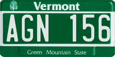 VT license plate AGN156