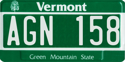 VT license plate AGN158