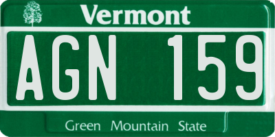 VT license plate AGN159