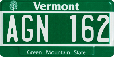 VT license plate AGN162
