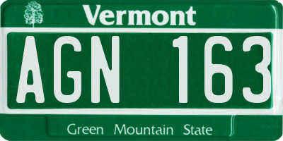 VT license plate AGN163