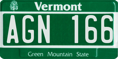 VT license plate AGN166