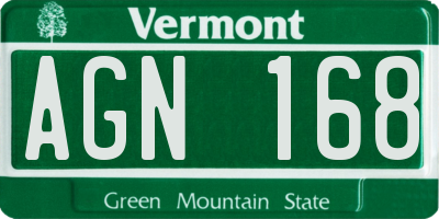 VT license plate AGN168