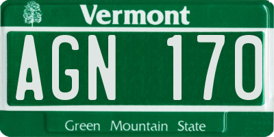 VT license plate AGN170