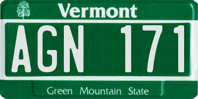 VT license plate AGN171