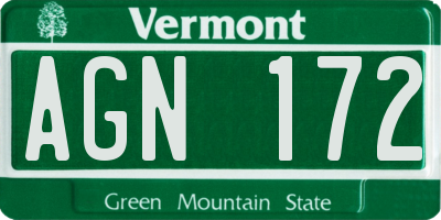 VT license plate AGN172