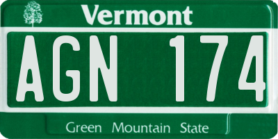 VT license plate AGN174