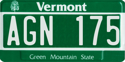 VT license plate AGN175