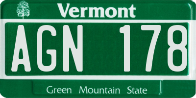 VT license plate AGN178