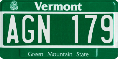 VT license plate AGN179
