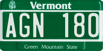 VT license plate AGN180
