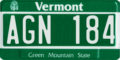 VT license plate AGN184