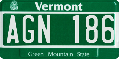 VT license plate AGN186