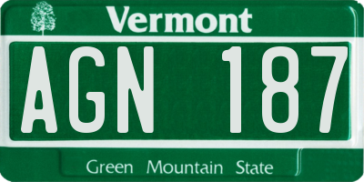 VT license plate AGN187