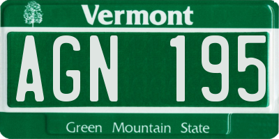 VT license plate AGN195