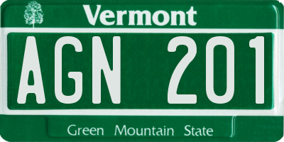 VT license plate AGN201