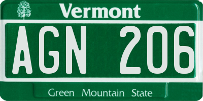 VT license plate AGN206