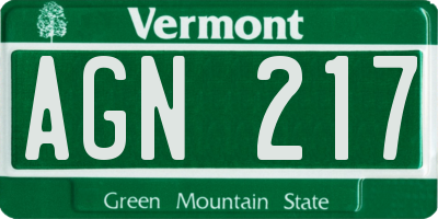 VT license plate AGN217