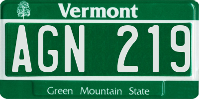 VT license plate AGN219