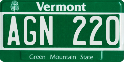 VT license plate AGN220