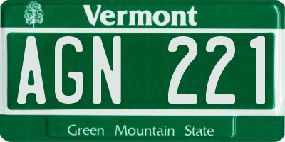 VT license plate AGN221
