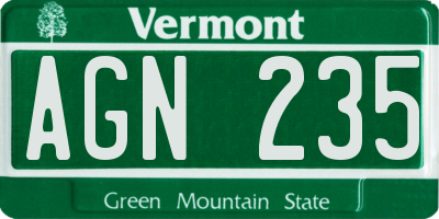VT license plate AGN235
