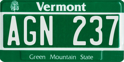 VT license plate AGN237