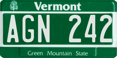 VT license plate AGN242
