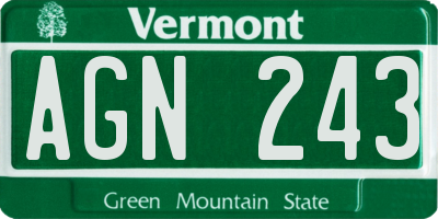 VT license plate AGN243
