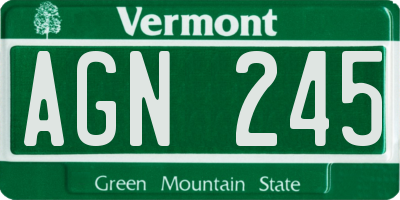 VT license plate AGN245