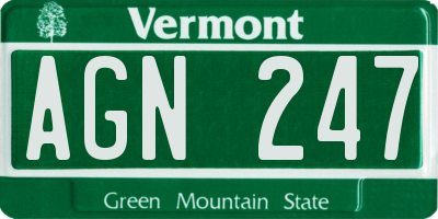 VT license plate AGN247