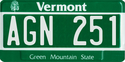 VT license plate AGN251