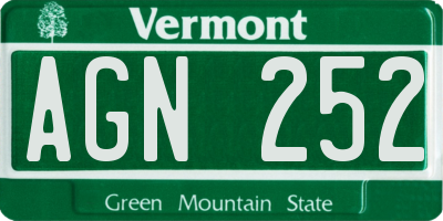 VT license plate AGN252
