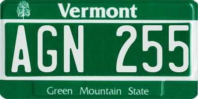 VT license plate AGN255