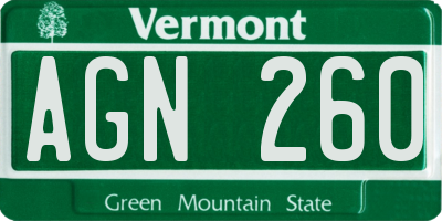 VT license plate AGN260