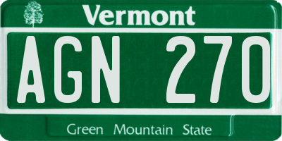 VT license plate AGN270