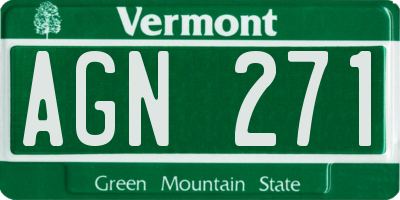 VT license plate AGN271