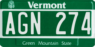 VT license plate AGN274