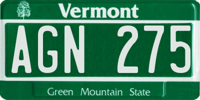 VT license plate AGN275