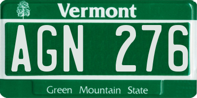 VT license plate AGN276