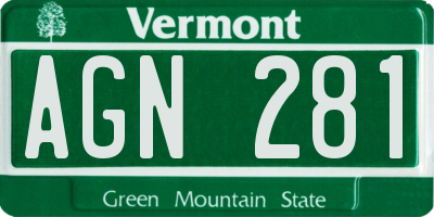 VT license plate AGN281