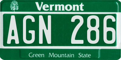 VT license plate AGN286