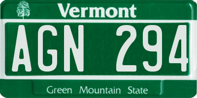 VT license plate AGN294