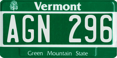 VT license plate AGN296