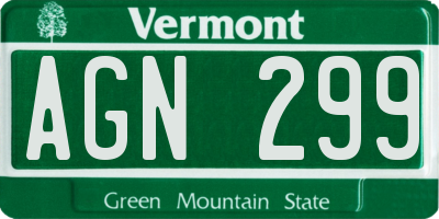 VT license plate AGN299