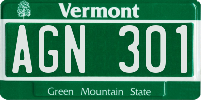VT license plate AGN301