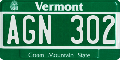 VT license plate AGN302